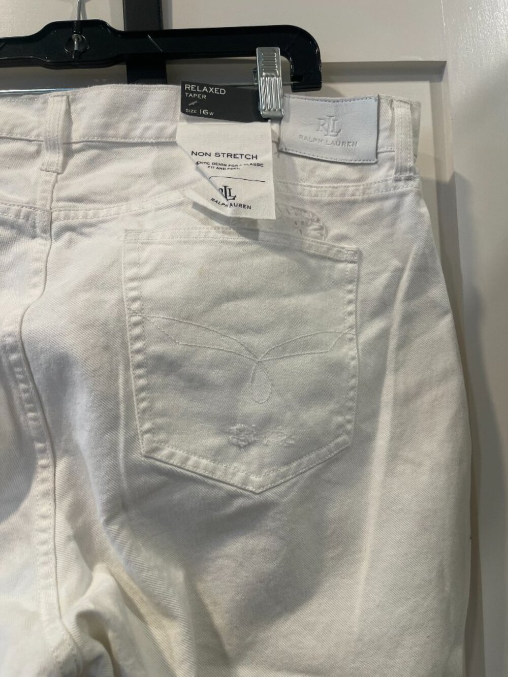 Women's New Ralph Lauren White Cotton Jeans w/Lace Details Sz 16W $195 - Picture 13 of 13